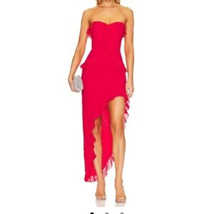 Amanda Uprichard Red Asymmetrical Gown